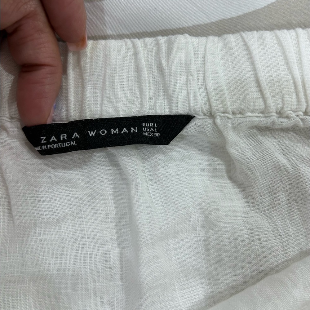 💰PRICE ⬇️ 
ZARA WOMAN • White linen Large Sleeve Blouse • sz Large - Picture 3 of 11